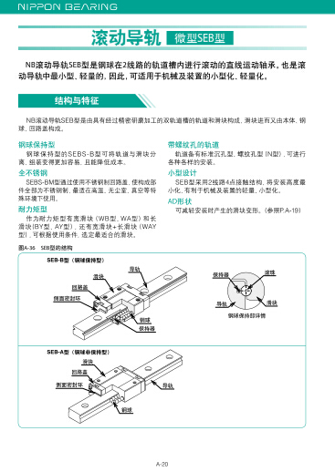 日本nb微型直线导轨seb系列产品目录/选型资料下载