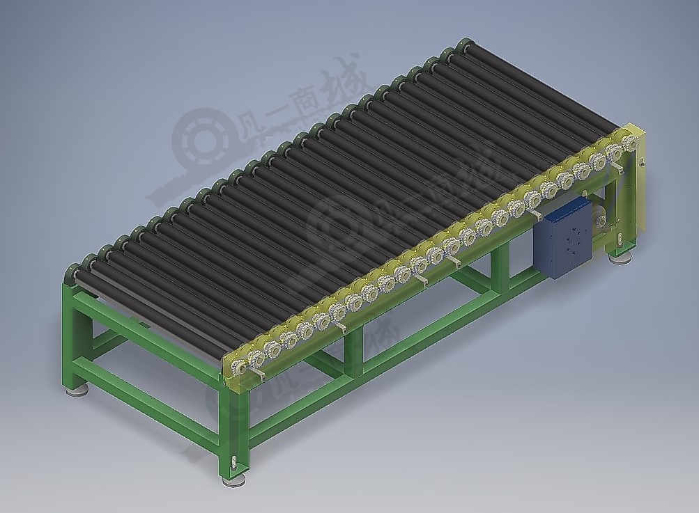 链条驱动 滚筒输送机-滚筒线-传送线3d模型 模型截图[3]