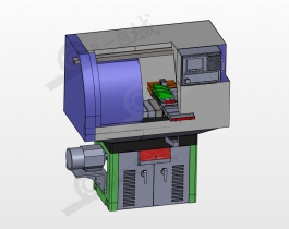 带防护仓数控车床3d图